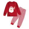 Set di vestiti natalizi per bambini Ragazza Ragazzo Abiti autunnali T-shirt da Babbo Natale Pantaloni a righe Set Pigiama a maniche lunghe per bambino