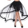 Dames Elastische Taille Black Mesh Tule Hi-Lo Vloerlengte Lange Swing Rok voor Burlesque Corset Top Perfecte Halloween Outfit Rokken Plus Size