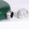 Mini flacon de hanche en acier inoxydable avec couvercle en strass, Pot à vin rond, bouteille de vin Portable créative LX2352