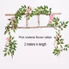 4 pièces/lot 2M artificielle glycine fleur chaîne suspendue plante vigne enroulement haricot fleur rotin mariage fond décor à la maison rotin