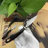 Small Damascus Fixed Blades Kitchen Knife VG10-Damascus Steel Blade Ebony Handle Fruit Knives With Leather Sheath