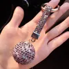 Nuovo strass strass cinturino in pelle di alta qualità sfera di cristallo portachiavi per auto ciondolo con ciondolo portachiavi per regalo portachiavi moda donna