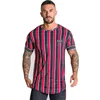 T-shirt t-shirt listra de camisetas casuais tshirt slim fit moda tops esportes fitness streetwear masculino masculino de marca