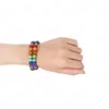 Árbol de la vida Chakra pulseras hombres negro Lava curación equilibrio cuentas Reiki Buda oración piedra Natural Yoga pulsera para mujer joyería