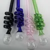 Färgglada glasrör Heliciform oljebrännare Tube 14cm Längd 3cm Diameter Ball Balancer Vattenpipa för rökning