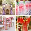 Organza Stoel Sash Bow voor Cover Banket Bruiloft Evenement Chrismas Decoratie Sheer Organza Stof Stoel Covers Sjerpen Gratis DHL XD19882