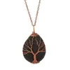 5 Colors Natural Volcanic Stone Water Drops Necklaces Winding Life Tree Pendant Necklace Women Fashion Jewelry Christmas Gift