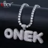 GUCY A-Z Custom Name Bubble Letters Pendant Halsband Charm Mäns CZ Hip Hop Smycken med guld Silver Tennis Chain J190713