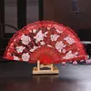 Vintage 10 Colors Available Hands Fans Plastic Fan Bone Bamboo Hand Rose Lace Wedding Fans Arts and Crafts Wedding Favors Gift Che5707120