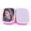 sublimation blank lunch boxes with grid hot transfer printing DIY customized blank lunch box consumables wholesales