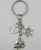 High Quality Key Pendant Antique Silver Anchor Rudder Sailing Charm Key Chain Ring For Keys Car Bag Key Ring Handbag Keychain