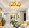 LED-Licht Luxus-Kristall-Kronleuchter für Wohnzimmer Küche Lampe Gold polierter Stahl Kristallen Hängelampe AC110-240V MYY