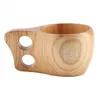 Wooden Tea Coffee Cup Portable Outdoor Natural Wood Drinks Cups Drinking Tea Milk Water Mug with Handle Home Decor