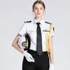 Seawoman's Security Uniform Shirt + Accessories المرأة القبطان الموحدة الطيار القميص Seawoman القميص قصير كم طويل تظهر سترة