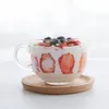 Glass milk tea cup 450ml large breakfast Drinkware flower coffee cups color box mug