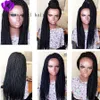 200 tresses noires complètes entièrement perruque brésilienne Brésilien Full Lace Front Wig avec des poils de bébé Jumbo tressés Perruques pour femmes noires6339498