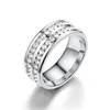 Två rader diamantring kluster rostfritt stål band ringar engagemang bröllop kvinnor herr guld mode smycken kommer och sandig