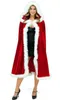 Kırmızı Başlıklı Kız Noel Seksi Karneval Giyim Kadın Cosplay Kostüm Noel Baba Cloak Kapşonlu Sahne Cape Kadife Pelerin Panço Blend