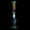 Tall Glow In The Dark Bong Hookahs Downstem Perc Straight Tube Bong Smoking Pipes Heady dab rig Bubbler With 14mm Bowl