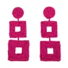 Grossist-ny trendig mode lyxdesigner överdriven Böhmen hand pärlstav Geometrisk Multi Square Box Dangle Stud Örhängen för Kvinna