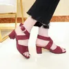 Gorące sprzedaż-letnie buty sandały damskie ~ Square Heel Sandals Gladiator ~ Cross-wiązane Sandal High Heels