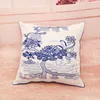 Pillow Vintage Chinese Style Cushion Cover Cotton Linen Blue and White Porcelain Pillow Case for Sofa Car Home Decorative Pillows Cases