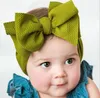 Barnflicka Stretch Turban Knot Headband Toddler Baby Girl Big Bow Knot Hårband Solid Headwear Head Wrap Hårband Tillbehör GB1664