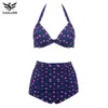 Nakiaeoi 60s Único Retro Biquínis Alto Cintura Swimsuit Push Up Swimwear Mulheres Plus Size Banhando Ternos Impresso Floral Bikini Set