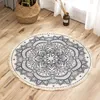 Mandala Retro Baumwolle Leinen Runder Teppich für Wohnzimmer Modernes Schlafzimmer Rutschfeste runde Teppiche mit Quaste Boden Home Boho Teppich