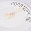 New Faux Ivory Bone Double Horn Moon necklaces For women Crescent shape Pendant Gold chain Choker Fashion Jewelry Gift