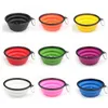 Zusammenklappbare Haustierhundkatze-Fütterungsschale Slow Food Bowl Water Teller Feeder Silikon Faltbare Choke Bowls für Outdoor-Reise 9 Farben zur Auswahl