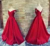 Novo simples escuro vestidos de baile vermelho v pescoço fora do ombro cetim ruched feito sob encomenda feitos à beira desgosto de noite vestidos formais vestidos formaal imagem real