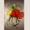 فن الديكور الملونة لوحة الزجاج المنفوخ مورانو فن الزجاج جدار أضواء LED مع لمبات التركية مورانو زهرة على شكل لوحات الزجاج