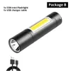 Lampe de poche rechargeable USB 3 Mode d'éclairage COB + XPE LED Mini lampe de poche étanche Portable Utilisé pour le camping, le vélo, le travail, etc.