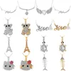 Mélange de Styles mode chat tortue ours tour Eiffel poisson ras du cou pendentif collier pour femmes été plage bijoux à la mode