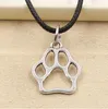 Nouveau mode tibétain argent pendentif chien patte collier tour de cou charme noir cordon en cuir prix usine bijoux faits à la main