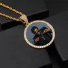 Personnalisé Po Grande Taille Ronde Pendentif Collier Personnalité Men039s Hip Hop Glacé 4mm Tennis Chaîne Cubique Zircon Or Argent Gi6104878