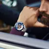 Orologio da uomo meccanico Forsining Orologio da uomo automatico di lusso delle migliori marche Orologio da polso casual impermeabile con quadrante blu scheletro in acciaio inossidabile