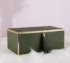 Storage Boxes Light luxury American style leather bonded glass jewelry box leathers grain craft gift special decorative Bins