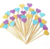 Nouvelle arrivée à la main Lovely Heart Cupcake Toppers, décorations de douche de bébé fille, fournitures de fête décoration de fête de mariage d'anniversaire