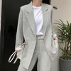 Eleganckie Light Green Women Pant Garnitury Dwurzędowe Blazer Kurtka Wysoka Talia Spodnie Vintage 2 Styl Styl Style Garnitury