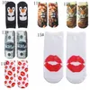 Vuxna flip flops tofflor strumpor unisex sandaler nyhet 3d tryckta sock kvinnor tryck strumpor casual flip flop sock sock low cut fotled socks kka7875