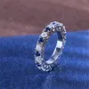 Classica nuova moda unica gioielli in argento sterling 925 bianco blu zaffiro diamante cz pietre preziose cuore cavo donna fede nuziale 304G