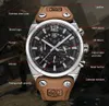 Benyar Chronograph Sport Mens Watches Fashion Brand Military Waterproof Leather Strap Quartz Watch Clock LeLogio Masculino229G