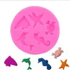 Silicone Molde 3D Seahorse Starfish Starfish Bolo Decoração De Silicone Fondant Moldes Marinhos Animais Bolo Cozimento Moldes Decoração Do Bolo Presentes