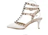 Hot Sale- luxury designer women shoes mid heel sexy ladies bottom spike Party wedding studded Sandales pour femmes 6cm