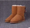 Designer-A Classic Snow Boots Tall Boots Real Leather Bailey Bowknot Womens Håll varm storlek 35-44