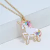 Nytt originaluttalande ENAMEL UNICORN HORSE KIDS HALKANDE PENDANTER KVINNA Kedja krage smycken Tillbehör Hela 3743809