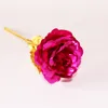 Lamina d'oro Fiore di rosa Fiore di rosa artificiale Rosa dorata fatta a mano immersa a stelo lungo Amanti Regalo di nozze San Valentino Fiori romantici 6890767