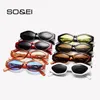 Soei Retro Small Frame Polygon Cat Eyes Women Grand Grand Grand Massioner Cheetah Decoration Ladies Sun Glasses UV4006666931